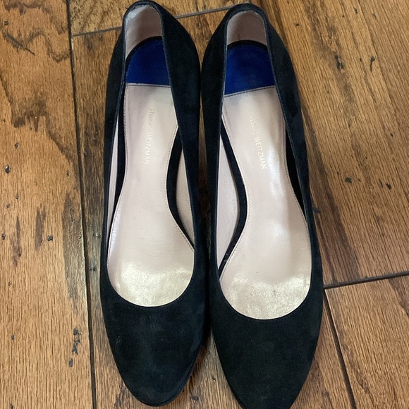 "Chic & Timeless: Gently Used Black Suede Stuart Weitzman Heels!" - Picture 2 of 5